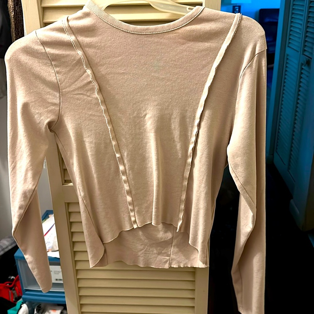 Cream pleated long sleeve